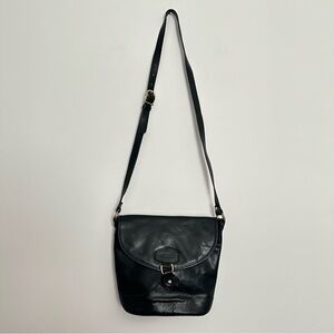 Oroton black leather crossbody bag